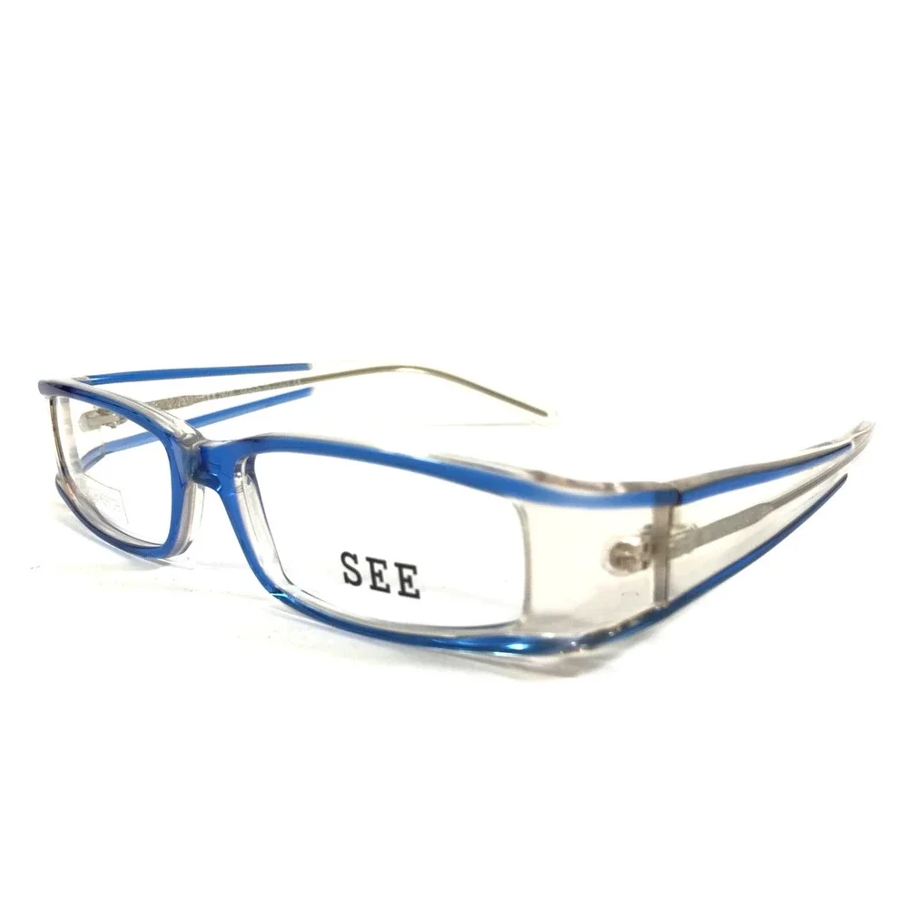 Vintage SEE Eyeglasses Frames 2608 COL. 104 Blue Clear Striped 56-13-135